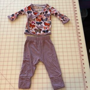 Little Sleepies Butterfly Kiss Kimono Wrap Top & Pants Newborn NB NWOT